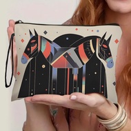 Geometric Horse Print Cosmetic Bag Outdoor Multifunctional Portable Storage Bag Home Zipper Toiletry