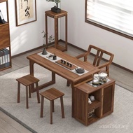 New Chinese Small Apartment Tea Table Household Drinking Solid Wood Tea Combination Table Chair Zen 
