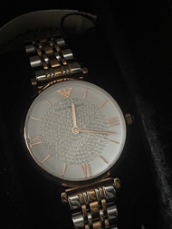 Emporio Armani 阿瑪尼精鋼手錶帶滿天星 玫瑰金腕錶女裝手錶 (AR1926)