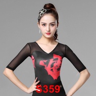 (Doubl) Women's Dancesports Dance Shirt (DB247) - Black + Size