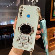 AnDyH Long Lanyard Casing For OPPO Realme 5 5i 6i 5S C3 Phone Case OPPO Realme XT Cute Astronaut Desk Holder Case