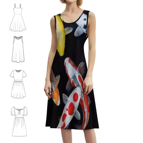 Koi Lucky Mix Women's Hip Hop Streetwear Dress Graphic Print Party Club Wear Koi Fish Koi Pond Carpe