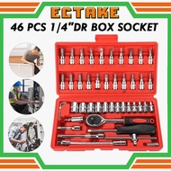 [ECTAKE] 46pcs 1/4" Set Soket & Sepana Ratchet / Chrome Vanadium Socket Tool Box Set