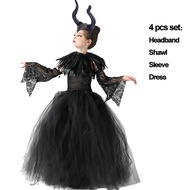 《1007》Disney ฮาโลวีนเครื่องแต่งกาย Maleficent Tutu Wednesday วันพุธชุดสำหรับสาวคอสเพลย์ Evil Queen ส