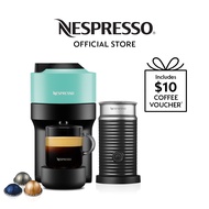 Nespresso® Vertuo Pop Coffee Machine, Aqua Mint &amp; Aeroccino Milk Frother Bundle