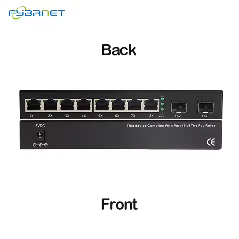 Gigabit Media Converter 2 SFP Fiber Port 8 RJ45 UTP G2F8E SFP Media Converter Single Module Ethernet