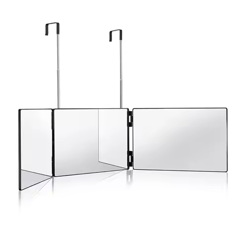 Trifold LED Mirror Self Haircut Makeup Mirror with Light Adjustable Height 3 Way Self Haircut Mirror