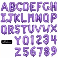 5PCS 16 inch purple letter number (A-Z) (0-9) aluminum film balloon