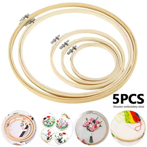 5pcs Embroidery Hoops Frame 13-30cm Wooden Embroidery Hoop Rings Circle Embroidery Loops For DIY Cro
