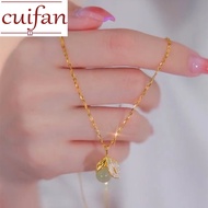 18K Saudi Gold Pawnable Anye Natural Hotan Jade Necklace Women's Luxury Premium Pendant Clavicle Chain