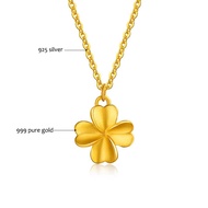cod 999 Pure Gold Pendant Necklace Real 24K Gold Four-leaf Clover Pendant for Women Fine Jewelry Wed