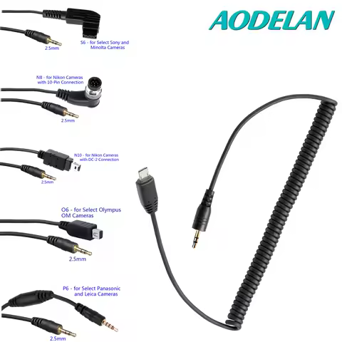 AODELAN 2.5mm Remote Wired Shutter Release Cable Connecting Cord Cable C6 C8 N8 N10 S6 S8 O6 P6 For 