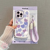 For OPPO A5i A3X A12 A38 A5Pro A57 A16 A15 A7 A5s A17 A18 A95 Ins Purple Heart Case+Lanyard