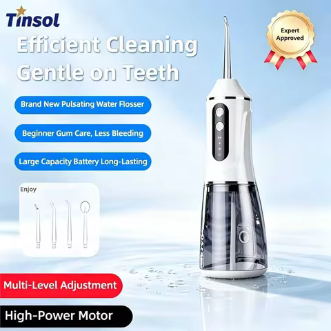 TINSOL Electric Water Flosser for Teeth, three cleaning modes, Type-C charging, IP7 waterproof, wate