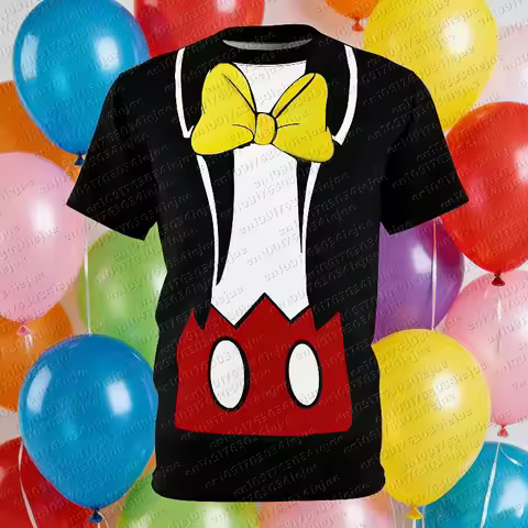 2026 Mickey Mouse Costume Tshirt Mickey Mouse Cosplay Costume Tee Kid/Adult Loose Breathable Comfort