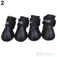 Huanhuang®4Pcs รองเท้าสุนัขรองเท้าบูทกันน้ำฝน Booties รองเท้าลายสุด