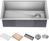 Kraus KWU110-32 Kore inch Undermount 16 Gauge Single Bowl Stainless Steel Kitchen Integrated Ledge a