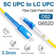 SC UPC to LC UPC Fiber Optical Patch Jumper Cable 3.0mm OS2 Cord Singlemode Simplex 1m 2m 3m 5m PVC 