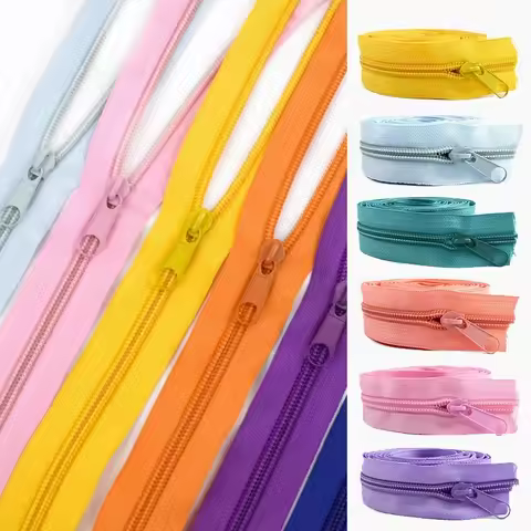 2/5/10/20M 3# 5# Rainbow Nylon Zipper with Slider Bags Garment Decor Zip Closure By The Meter Zips R