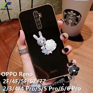 JieFie Case สำหรับ OPPO Reno 2F / 4F / 5F / 2  / 4  / 5 / 6 Pro / 8 Pro เพชรดอกไม้กระต่ายโทรศัพท์ Ca