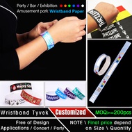 custom wrist band sticker waterproof wristband disposable tyvek sticker print game party hand sticker