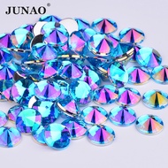4mm 5mm 6mm 10mm Blue AB Rivoli Rhinestones Applique Flatback Acrylic Crystal Stone DIY Cr
