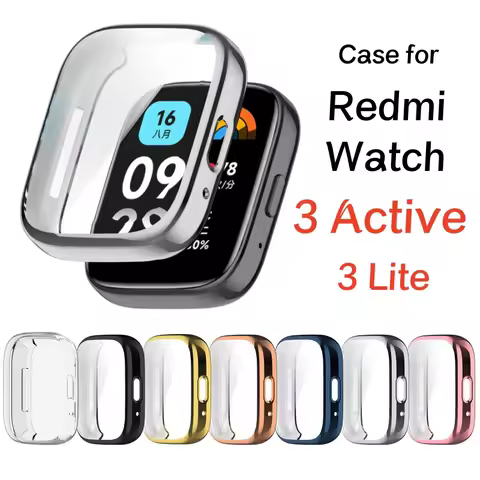 Soft Silicone Case Glass For Redmi Watch 3 Active 3 Lite Smart Watchband Screen Protector Cover for 