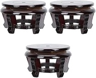 3pcs Rotatable High Foot Seat Round Flower Pot Base Bonsai Base Gemstone Egg Stand Buddha Statue Stand Rotatable Wood Base Wood Teapot Base Chinese Display Stand Plant Ebony