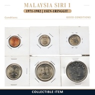 1Set6pcs Good Conditions 1Sen-1Ringgit Coins 1971-1982 Malaysia Siri 1 Duit Syiling Lama Collectible