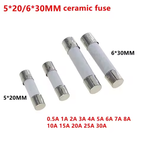 10pcs 5*20mm Fast Blow Ceramic Fuse 5x20 5*20mm 25V 0.1A 0.25A 0.5A 1A 2A 3A 4A 5A 6A 8A 10A 12A 15A