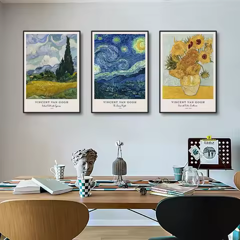 the Starry Night Canvas Wall Art - Vincent Van Gogh Writings Prints & Posters Decorations for Living