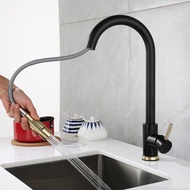 304 Stainless Steel Kitchen Pull-out Faucet Hot and Cold Rotating Retractable Kitchen Sink Faucet 04