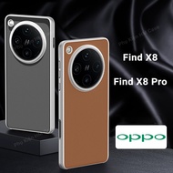 OPPO Find X8 / Find X8 Pro Leather Case, Silver Plastic Edge, Camera Edge Protective Edge