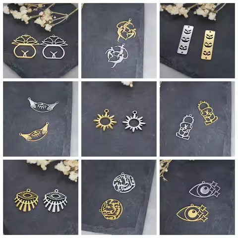 3pcs Palestine Round Charms DIY Earring Necklace Bracelet Sun Flower Witch Celtic Knot Wicca Amulet 