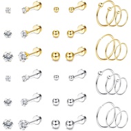 THUNARAZ Surgical Steel Tiny Stud Earrings for Women Hypoallergenic Flat Back Cartilage Earrings Cub
