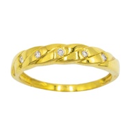 Happy Jewelry แหวนเชือกเรียบๆ ชิคๆ ประดับเพชร 3 เม็ด สวยๆ ทองแท้ 9k 37.5% เพชรเกสร ME666