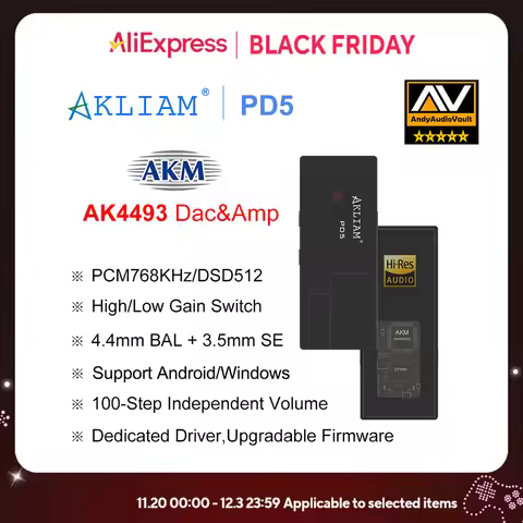 (Andy 5-Star) AkLIAM PD5 AK4493SEQ USB Dac Portable USB Dac & Amp 4.4mm Balanced & 3.5mm Headphone A