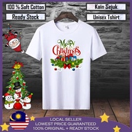 🔥Premium Cotton🔥 Merry Chr1stmas Baju Unisex 100% Cotton Men T shirt Baju T shirt Lelaki Baju perempuan Christmas Tshirt