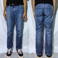 Celana Panjang Longpants Jeans Muji Blue Washed Fading Slim Straight