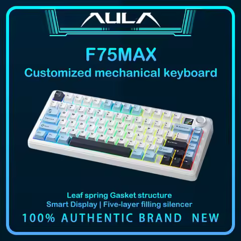 AULA F75 MAX Tri-mode Mechanical Keyboard 75% Gasket Hot Swap TFT Display Knob RGB PBT Keycaps Wirel