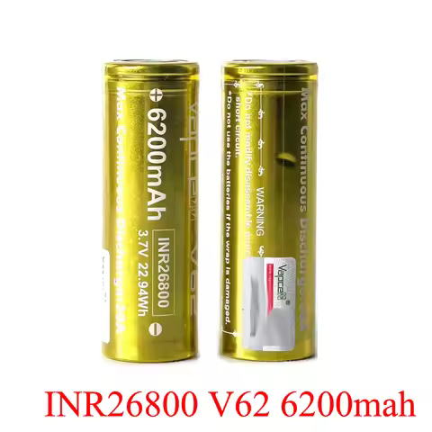 Vapcell V62 6200mah Battery INR26800 26800 Rechargable Batteries 3.7v 22.94Wh High Drain Battery For