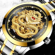 [BAYAR DIRUMAH] Jam Tangan Pria Import Full Diamond Desain Naga Motif Timbul 3D Rantai Stainless Ste