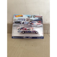 PUTIH Hcr40 - Hot Wheels Premium Team Transport '72 Plymouth Cuda FC & Retro Rig White Racing Car To