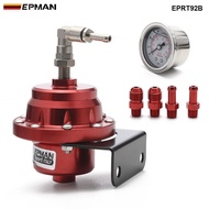 Epman Sport Universal Adjustable Fuel Pressure Regulator Oil Gauge AN6 1/8NPT Fitting End EPRT92B
