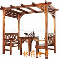 Gazebo kayu padu untuk kegunaan luar, gazebo rekreasi, kayu anti-karat dengan kanopi dan jubin berla