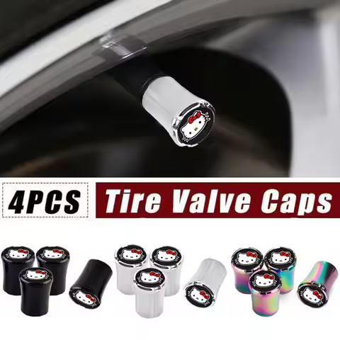 4pcs Miniso Anime Cartoon Sanrio Hello Kitty Universal Car Wheel Tire Valve Stem Caps for Maserati F
