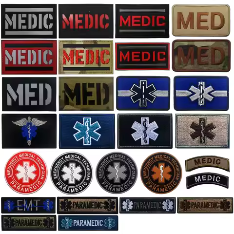 MEDIC Medical Emergency Armband Embroidered Reflective Fabric Magic Patch EMT Rescue Logo Patch Hook