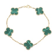 [มือสอง] กำไลข้อมือ Van Cleef & Arpels รุ่น Vintage Alhambra 5P ประดับหินมาลาไคต์ รหัส VCARL80900 ขน