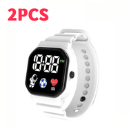 2Pcs Electronic Wrist Watch LED Digital Smart Sport Watch Luminous Square Dial Kids Wristwatch For Children Birthday Gift