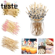 Pearl Cocktail Picks Bamboo Skewer Party Wedding Snack Fork
